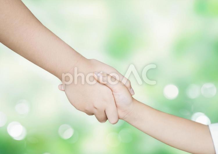Image of holding hands and green background, hand, connect, handshake, JPG