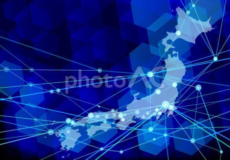 Japanese network technology abstract blue background material, the internet, business, japan, JPG