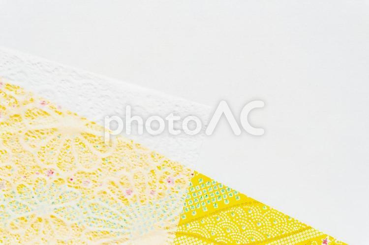 Openwork Japanese paper background with yellow and white flowers that can be used vertically, japanese paper, and handle, style background, JPG