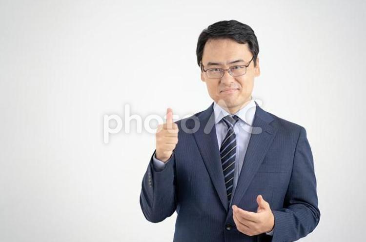 Male businessman with thumbs up on both hands, white background, business, male, ok, JPG
