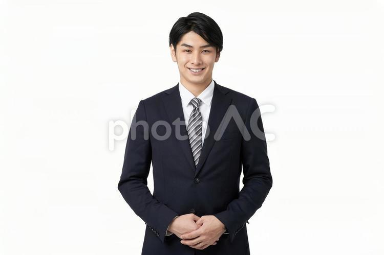 Asian businessman greeting with a smile, businessman, male, greeting, JPG
