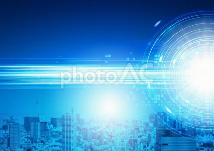 Blue city and technology image, technology, business, background, JPG